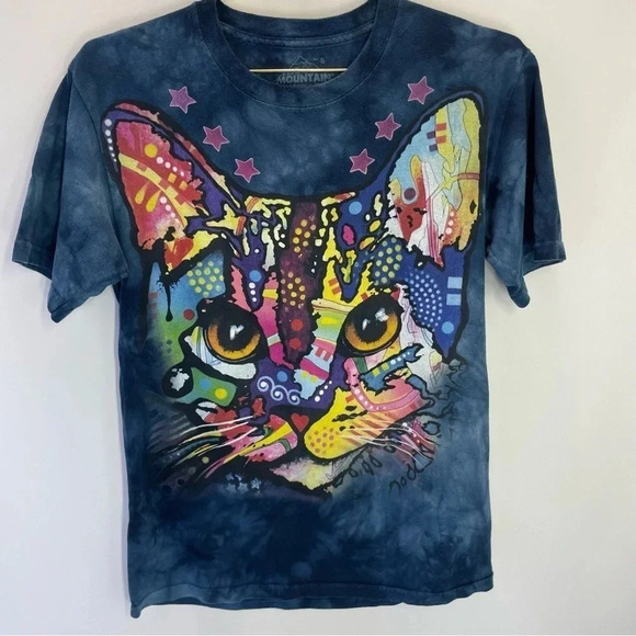 The Mountain Art to Wear Abstract Cat Print Tie Dyed T Shirt - Picture 1 of 4
